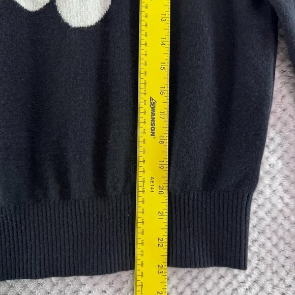 COMO BOCA Sweater Womens S Black Flower Cashmere Rib Crew Neck Long Sleeve - Picture 6 of 10